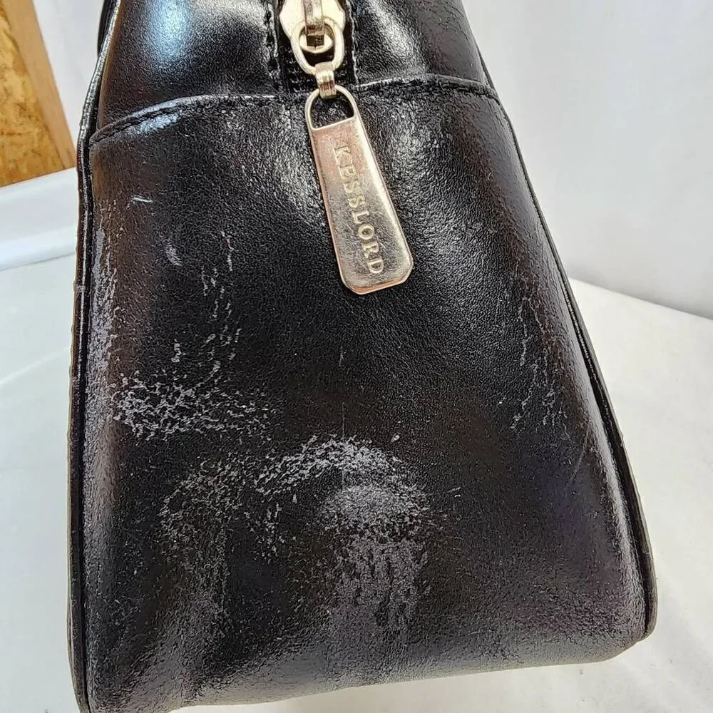 KessLord Black Calfskin Double-Handle Handbag
